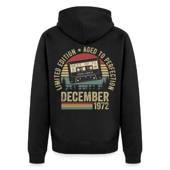December 1972 - Anniversary December 1972 - Unisex Premium Organic Zip Hoodie - black - Back - Nico (187cm)