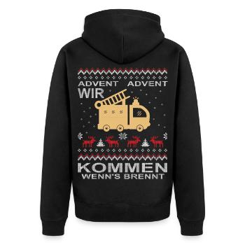  Feuerwehr Advent Weihnachten - Unisex Premium Bio Zip Hoodie - Schwarz - Hinten - Nico (187cm)