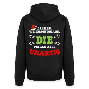 Cher Père Noël, ils étaient méchants - Veste à capuche bio Premium Unisexe - noir - Dos - Nico (187cm)