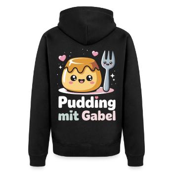 Pudding with fork - Unisex Premium Organic Zip Hoodie - black - Back - Nico (187cm)