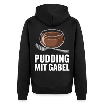Pudding with fork - Unisex Premium Organic Zip Hoodie - black - Back - Nico (187cm)
