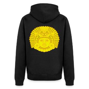 Aztekischer Drachenkönig - Unisex Premium Bio Zip Hoodie - Schwarz - Hinten - Nico (187cm)