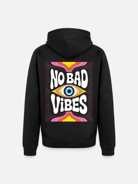 No Bad Vibes Eye Psychedelia - Unisex Premium Bio Zip Hoodie - Schwarz