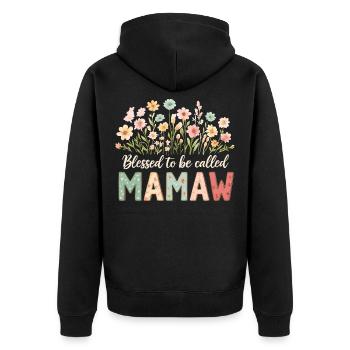 Gesegnet Mamaw genannt zu werden - Unisex Premium Organic Zip Hoodie - black - Back - Nico (187cm)
