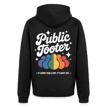 Buntes Poop Kunstwerk - Unisex Premium Bio Zip Hoodie - Schwarz - Hinten - Nico (187cm)
