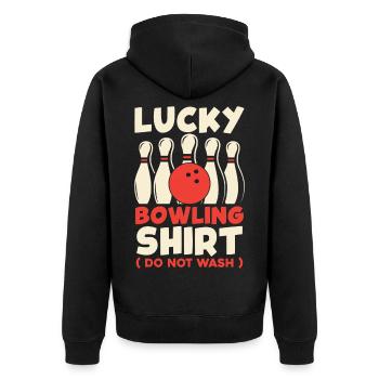 Happy Bowling Shirt Don’t Wash - Veste à capuche bio Premium Unisexe - noir - Dos - Nico (187cm)