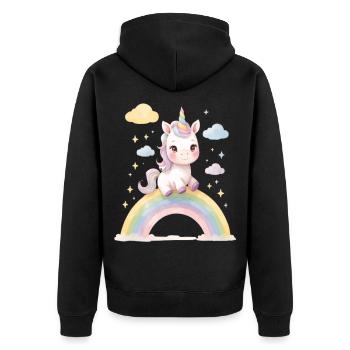 Licorne sur la magie de l’arc-en-ciel - Veste à capuche bio Premium Unisexe - noir - Dos - Nico (187cm)