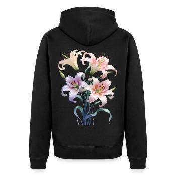 Bouquet de lys pastel - Veste à capuche bio Premium Unisexe - noir - Dos - Nico (187cm)