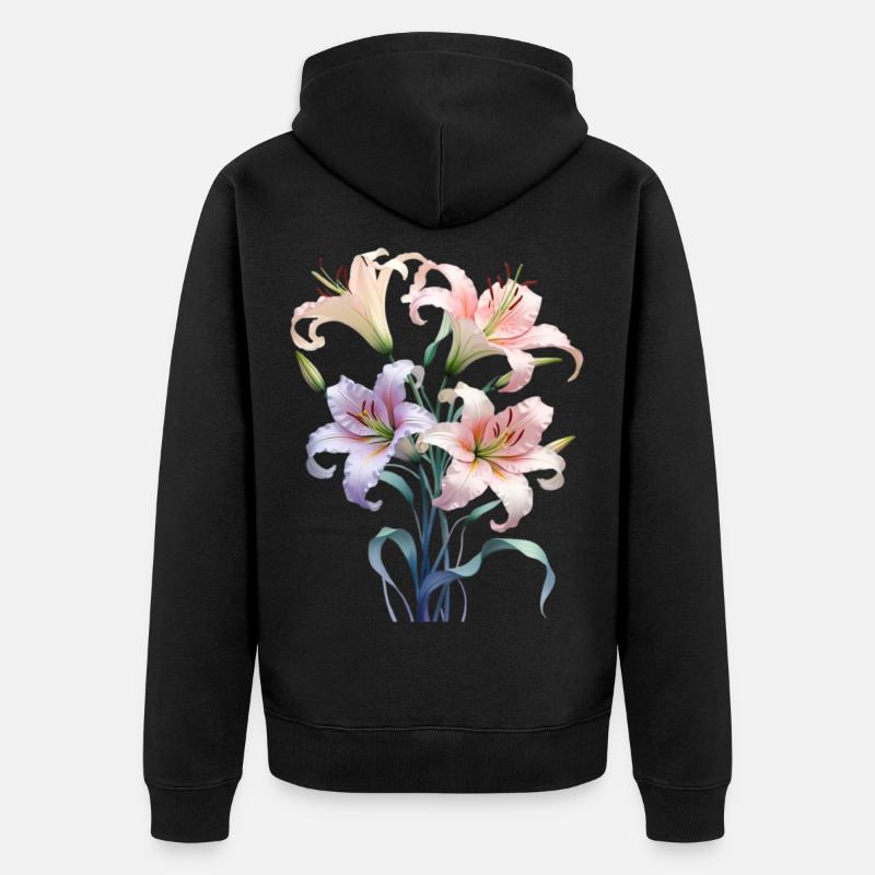 Bouquet de lys pastel - Veste à capuche bio Premium Unisexe - noir