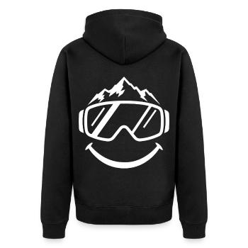 Funny Face Apres Ski Party Crew Snow Skiing Ski - Unisex Premium Organic Zip Hoodie - black - Back - Nico (187cm)