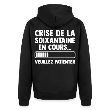 Sixties Crisis Birthday Gift Humor - Unisex Premium Organic Zip Hoodie - black - Back - Nico (187cm)