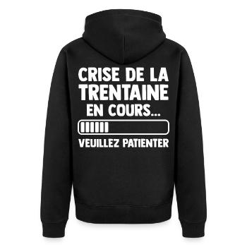 Crisis of the thirties Gift Birthday Humor - Unisex Premium Organic Zip Hoodie - black - Back - Nico (187cm)