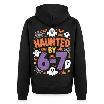 Hanté par 6-7 Halloween Math Pun Design - Veste à capuche bio Premium Unisexe - noir - Dos - Nico (187cm)
