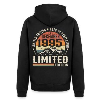 Décembre 1995 - Veste à capuche bio Premium Unisexe - noir - Dos - Nico (187cm)