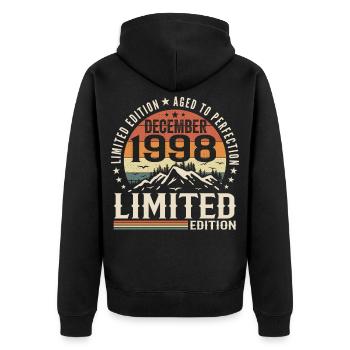 December 1998 - Unisex Premium Organic Zip Hoodie - black - Back - Nico (187cm)