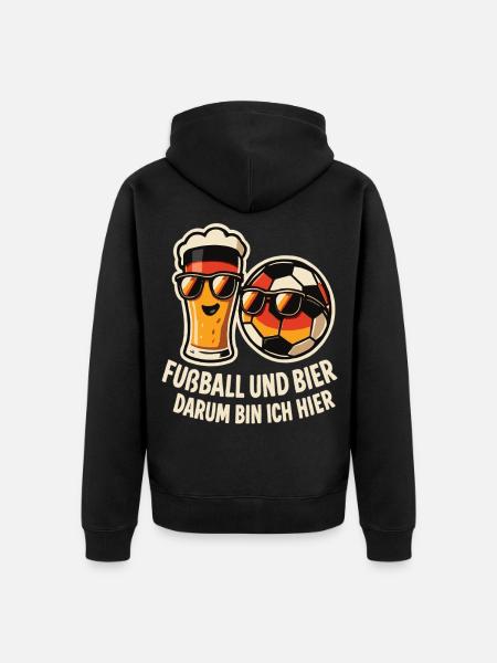 Fußball und Bier Deutschland Fan - Unisex Premium Bio Zip Hoodie - Schwarz