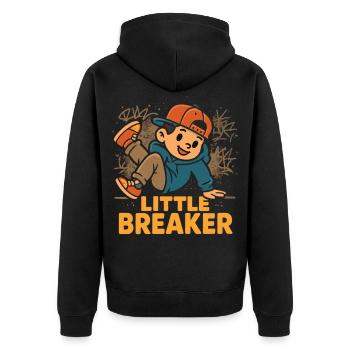 Little Breaker – Kinder Hip-Hop Streetwear Style - Unisex Premium Bio Zip Hoodie - Schwarz - Hinten - Nico (187cm)