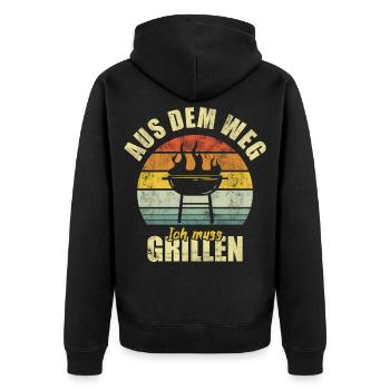 Grilling BBQ Griller Grillmeister Funny Saying - Unisex Premium Organic Zip Hoodie - black - Back - Nico (187cm)