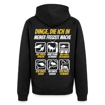 Dinosaur Dinos Tyrannosaurus Funny Dino - Unisex Premium Organic Zip Hoodie - black - Back - Nico (187cm)