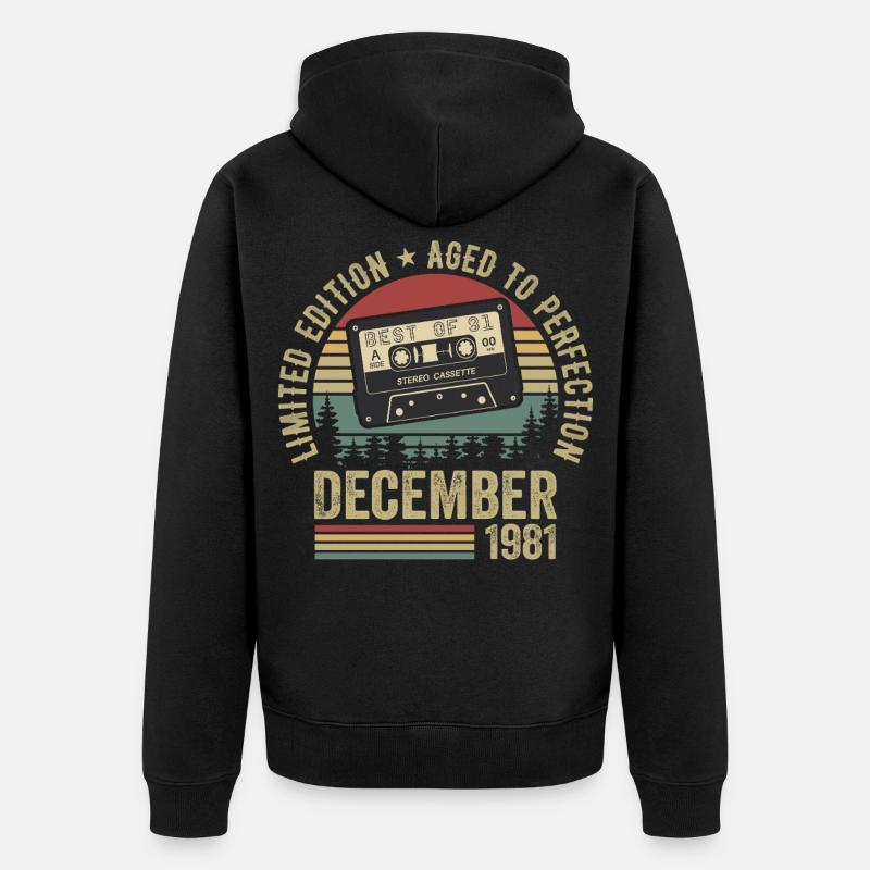 Décembre 1981 - Anniversaire Décembre 1981 - Veste à capuche bio Premium Unisexe - noir