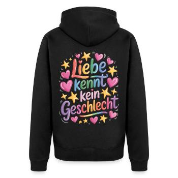 Love Knows No Gender Rainbow LGBTQ Pride - Unisex Premium Organic Zip Hoodie - black - Back - Nico (187cm)