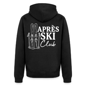 Apres Ski Club - Unisex Premium Bio Zip Hoodie - Schwarz - Hinten - Nico (187cm)
