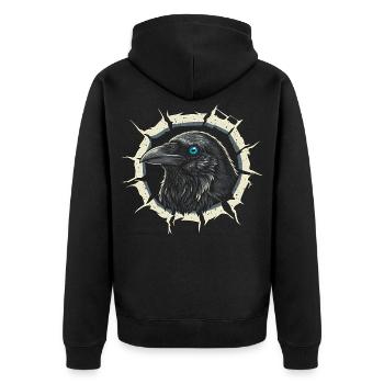Corbeau gothique sortant de la fissure - Corbeau - Veste à capuche bio Premium Unisexe - noir - Dos - Nico (187cm)