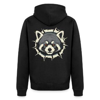Cute Red Panda Peeking Out Crack - Unisex Premium Organic Zip Hoodie - black - Back - Nico (187cm)