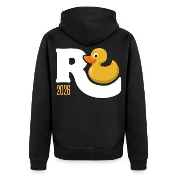 Gummiente Rente 2026 - Ruhestand - Pension - Unisex Premium Bio Zip Hoodie - Schwarz - Hinten - Nico (187cm)