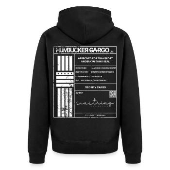 Shipping Label, white - Unisex Premium Organic Zip Hoodie - black - Back - Nico (187cm)