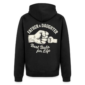 Vater Tochter Fist Bump – Beste Freunde für immer - Unisex Premium Bio Zip Hoodie - Schwarz - Hinten - Nico (187cm)