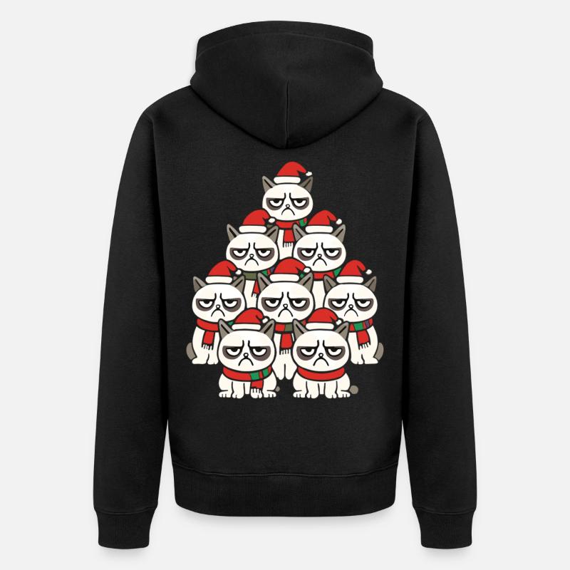  Grumpy Christmas Cats – Lustiges Katzen - Unisex Premium Bio Zip Hoodie - Schwarz