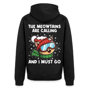 Apres Ski Meowtains Are Calling And I Must Go - Unisex Premium Organic Zip Hoodie - black - Back - Nico (187cm)