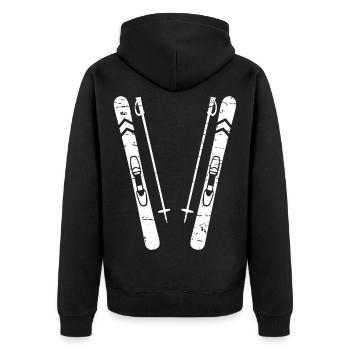 Apres Ski Party Crew Snow Skiing Ski Retro - Unisex Premium Organic Zip Hoodie - black - Back - Nico (187cm)