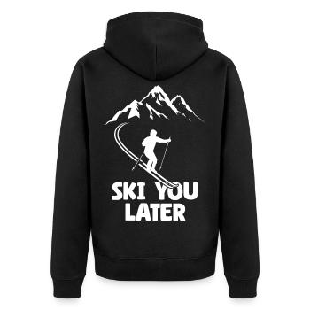 Ski You Later Apres Ski Party Crew Snow Skiing - Unisex Premium Organic Zip Hoodie - black - Back - Nico (187cm)