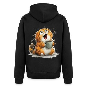 Café pour chat : Googly Eyes Latte - Veste à capuche bio Premium Unisexe - noir - Dos - Nico (187cm)