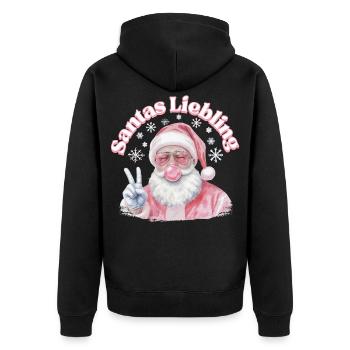 Santa's Lieblinge Pink Weihnacht - Unisex Premium Bio Zip Hoodie - Schwarz - Hinten - Nico (187cm)
