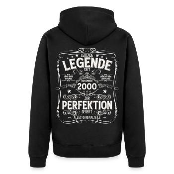 25ème Anniversaire Légende Novembre Millésime 2000 - Veste à capuche bio Premium Unisexe - noir - Dos - Nico (187cm)