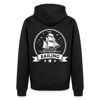 Sailing Sailing Ship Maritim Ahoy - Unisex Premium Organic Zip Hoodie - black - Back - Nico (187cm)