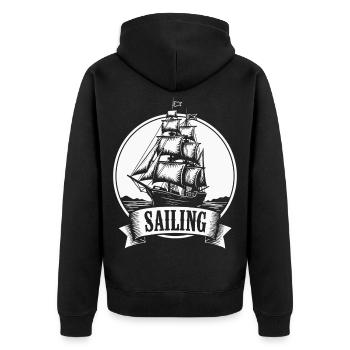 Sailing Sailing Ship Maritim Ahoy - Unisex Premium Organic Zip Hoodie - black - Back - Nico (187cm)