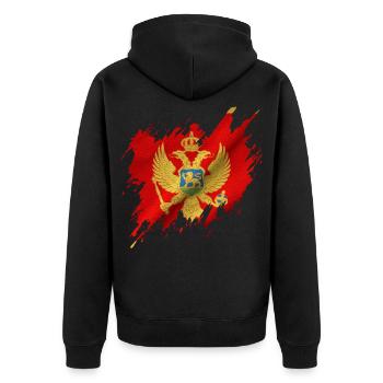Drapeau du Monténégro, style déchiré - Veste à capuche bio Premium Unisexe - noir - Dos - Nico (187cm)