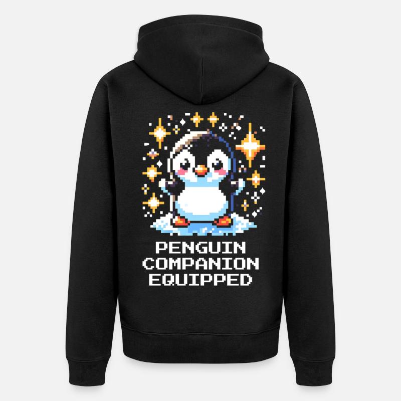 Compagnon pingouin | Compagnon de jeu mignon - Veste à capuche bio Premium Unisexe - noir