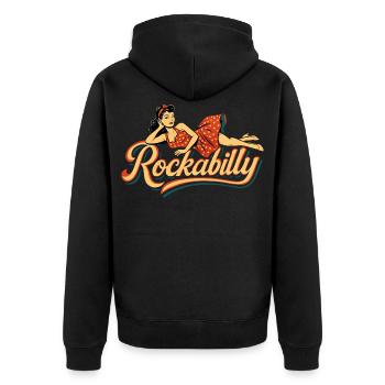 Rockabilly Femme Années 50 Allongé Jupon Cadeau - Veste à capuche bio Premium Unisexe - noir - Dos - Nico (187cm)