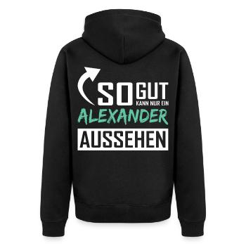 Seul un Alexander peut être aussi beau - Veste à capuche bio Premium Unisexe - noir - Dos - Nico (187cm)