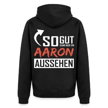 Seul un Aaron peut être aussi beau - Veste à capuche bio Premium Unisexe - noir - Dos - Nico (187cm)