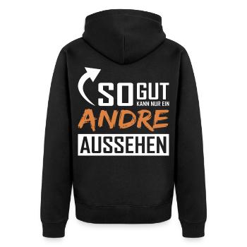 Only someone else can look so good - Unisex Premium Organic Zip Hoodie - black - Back - Nico (187cm)