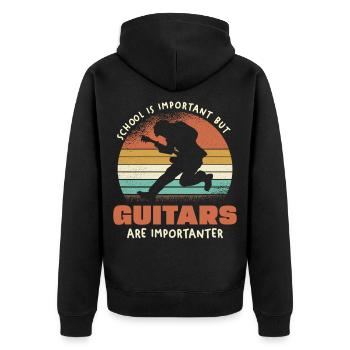 Guitars Are Importanter Retro - Unisex Premium Organic Zip Hoodie - black - Back - Nico (187cm)