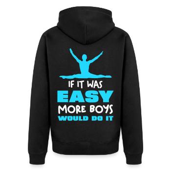 Wenn leicht wär würden es mehr Jungs tun - Unisex Premium Bio Zip Hoodie - Schwarz - Hinten - Nico (187cm)