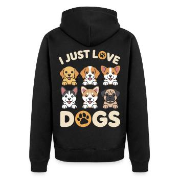 J’aime juste les chiens mignon chien illustration - Veste à capuche bio Premium Unisexe - noir - Dos - Nico (187cm)