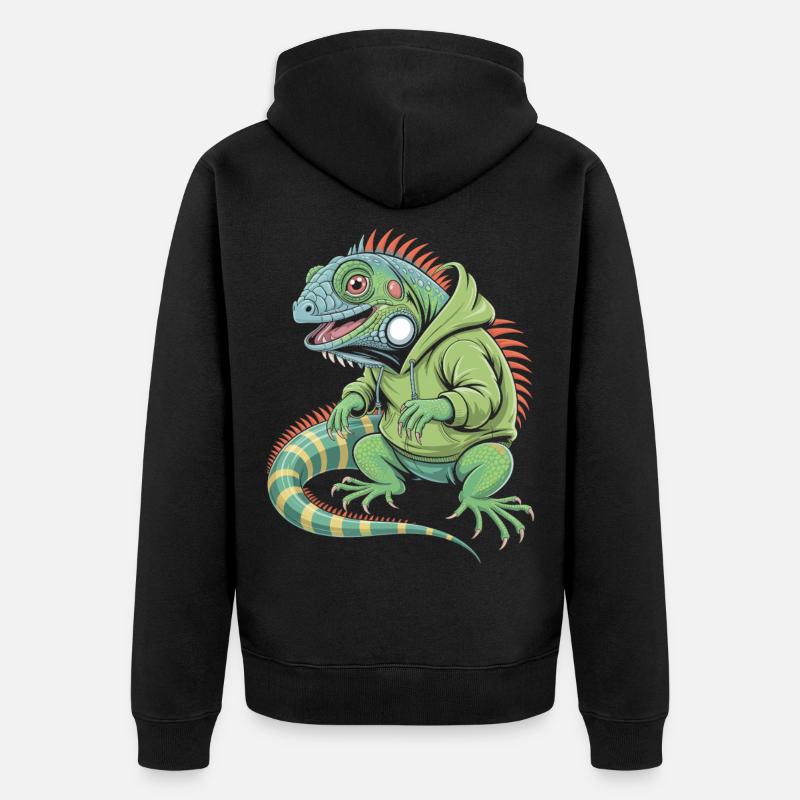Iguane cool avec sweat à capuche - Veste à capuche bio Premium Unisexe - noir